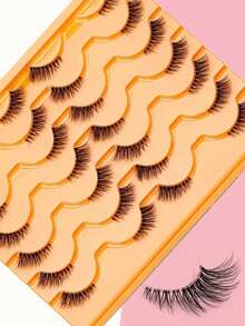 14 对半睫毛透明带状睫毛猫眼假睫毛短款柔软 3D 仿貂毛睫毛柔软自然妆效条状睫毛、睫毛、睫毛、假睫毛