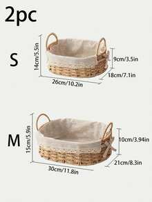 1 件装编织海草桌面收纳篮，带纸绳，适用于家庭办公室化妆品遥控器收纳盒，波西米亚绳花盆篮，天然混合藤条花园装饰，金属框架波西米亚风篮子，适合户外沿海氛围，几何篮子 - 杏色 - 查看 7