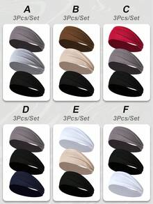 3条/6条装女士弹力宽运动头带，纯色，休闲户外跑步时尚发饰，头巾式头带，秋冬季发带蝴蝶结，适合度假装扮，女士优雅围巾，女士头巾，柔软头巾 - 彩色 - 查看 6