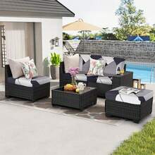 1 件几何牛奶丝沙发座垫套，高弹力防尘防污可拆洗，适合所有季节，户外花园藤沙发 - 彩色 - 查看 5