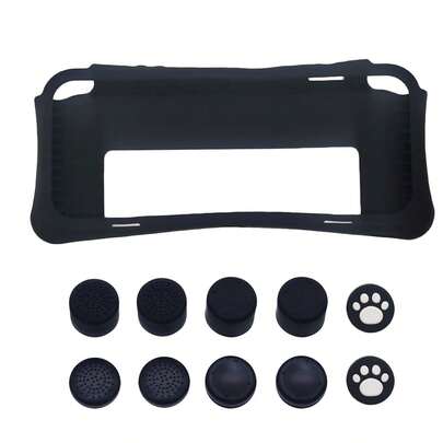 1 set för Nintendo Switch OLED: 1 st silikonskyddsfodral + 10 st joystickkåpor, strömlinjeformad bågdesign, uppgraderade stötdämpande ribbor inuti, betydande stöt- och fallskydd