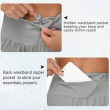 Womens High Waisted Running Shorts Quick Dry Athletic Workout Shorts With Mesh Liner Zipper Pockets - 灰色 - 查看 2