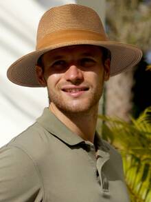 1pc Men's Ribbon Decoration Jazz Hat - Khaki + Brown Ribbon - View 3