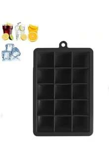 1pc Silicone Ice Grid Mold, Cube Mould, Minimalist Plain Multi-Grid Ice Cube Mold For Home, Simple Black 15 Grid Refrigerator Ice Maker Tray, Ice Cube Maker Tray, Reusable Ice Maker, Bar Ice Maker Tool, Creative Ice Maker, Easy To Release, Suitable For Making Cube Ice Cubes - Black - View 6