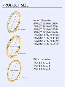 1 Piece/2 Pieces/4 Pieces Of Hypoallergenic 316L Stainless Steel Gold Nose Ring, Inlaid With 5A Grade Zirconia Women's Body Jewelry Nose Ring, Suitable For Multiple Body Piercing Jewelry Gifts Such As Earlobes, Ear Rings, Nose Septum Rings, Perforated Rings, Earrings, Etc.