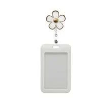 1pc Retractable Badge Reel With Flower Design, ID Card Holder, English Lettering, Other Material, With Ideal Gift For Nurses, Ladies, Colleagues,School Supplies,Back To School - one-size - View 8