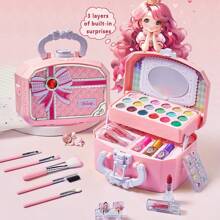 1pc Kids Pretend Makeup Set, Girls Makeup Palette, Princess Handbag, Cosmetic Beauty Vanity Kit, Lipstick, Eyeshadow, Kids Birthday Gift
