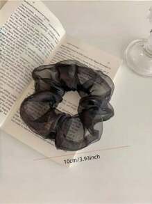 1pc Plain Elegant Large Hair Scrunchie, Women's Pearl Gauze Wrinkled Hair Tie Scrunchies Scrunchy Hair Ties