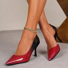 Autumn/Winter New Arrival Plus Size Fashion Pointed Toe Side Hollow Yellow Patchwork Glossy Sexy Elegant Versatile Comfortable Women's Stiletto High Heels