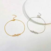 1pc Minimalist Rhinestone Number 8 Ankle Chain, Suitable For Daily Outings, Beach, Holiday - Yellow Gold - View 5