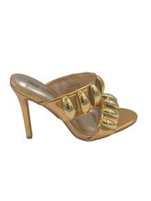 Bohemian Punk Style Ruffled High Heel Sandals - Gold - View 3