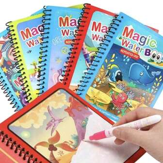 Herbruikbaar magisch waterverfboek met waterpen, aquarelschilderen, doodle-tekening, cartoonwaterverf, draagbaar voor op reis, verjaardagscadeau, Thanksgiving- en kerstcadeau