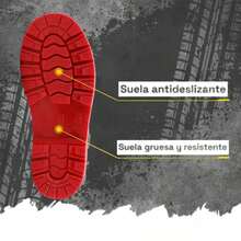 Bota Hombre Industrial Trabajo Jardinería Agricultura Lava Autos Para Lluvia Impermeable Suela Antideslizante Ligeras Protectoras - Negro Rojo - Ver 4
