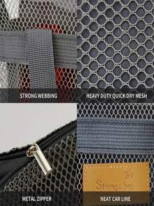 1pc New Mesh Shower Caddy, Beach Bag, Hanging Toiletry Bag With Zipper Pockets, Cosmetic Storage Pouch, Ideal For Travel, Gym, Camping, Dorm, Women, Beach, Camping Gear, Travel Essentials, Beach Essentials - Multicolor - View 5