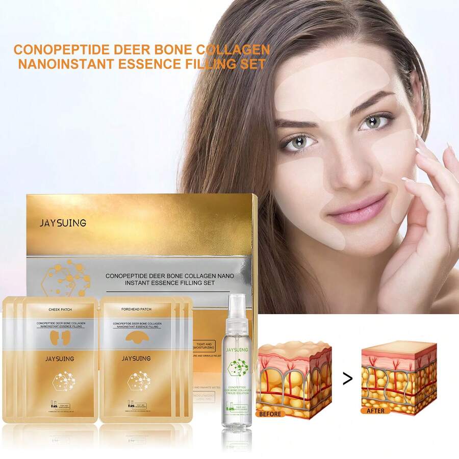 Conopeptide Deer Bone Collagen Essence Set Lightens Fine Lines, Prevents Aging, Moisturizes And Firms Facial Skin,Instant Skin Essence Collagen Set,Spiral Peptide Deer Bone Collagen Essence Kit,Lasting Moisturizing And Firming For Reduce Fine Lines & Wrinkles - Multicolor - View 1