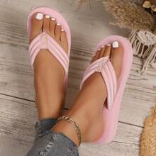 Dép xỏ ngón nữ - Dép quai hậu nhẹ, thoải mái, phong cách Châu Âu và Mỹ, thích hợp cho bãi biển và gia đình - Hồng - Xem 2