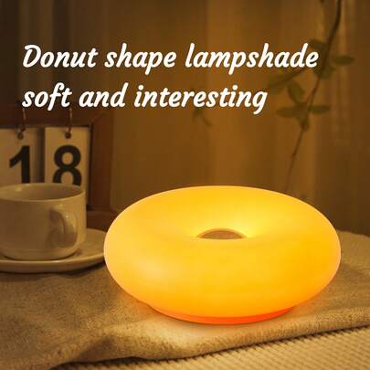 1PC Bedroom Bedside Lamp; USB Charging/Ambient Light/Donut/RGB Model With Remote Control; Suitable For Living Room/Bedroom/Bedside/Dining Room (Made Of Plastic ABS Material That Is Resistant To Impact)