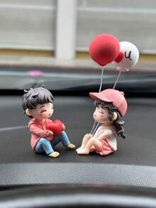 2pcs Cute Car Accessories Couple Car Interior Center Console Decoration - one-size - View 2