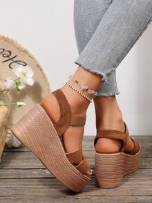 2025 Spring/Summer New Women Platform Wedge Sandals, Waterproof Woven Design High Heel Beach/Holiday Dress Sandal Slippers