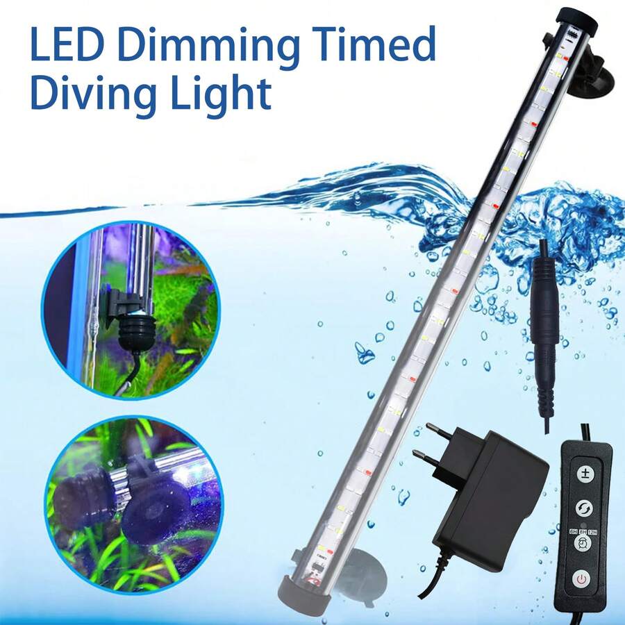DDCAQIOUA 1pc Fish Tank Submersible Light, Lighting, Aquarium Enhancement Light, Black Fish Tank Light With Adjustable Brightness, Low Voltage Plug, Can Be Used As A Gift - EU C Type Plug(220-240V) - View 1