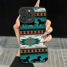 Horse Pattern Phone Case, Soft TPU Cellphone Protective Case, Total Protective Shockproof Mobile Phone Cover For IPhone - 黑色 - 查看 2