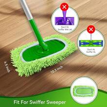 3 Pack Reusable Microfiber Mop Pads Compatible With Sweeper, Washable Wet Mopping Cloths And Dry Sweeping Cloths, Wet Pad Refills Hardwood Floor Cleaning(Mop Is Not Included) - Xanh nhạt gói 3 - Xem 3