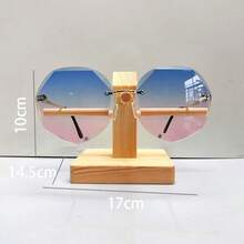 1 pieza Soporte de madera con diseño de veta para almacenamiento de gafas, expositor de gafas, organizador en forma de corona para sostener gafas - Color madera sin pintar - Ver 11