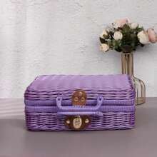 Rattan-Like Finish Box, Woven Basket, Retro Storage Box, Decorative Accessory, Hand-Held Suitcase, Gift Box