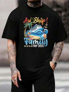 Camisetas familiares de crucero - Tema náutico Camisetas a juego para vacaciones | Regalos de recuerdo perfectos para mamá, papá y amigos | Escapada a la playa, cumpleaños, aniversario - Negro - Ver 1