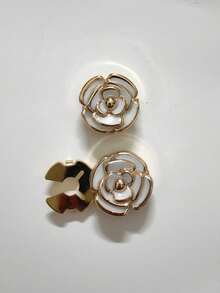 2pcs Button Cover For Shirt Flower Cufflinks Covers Flower Sleeve Button Clip On Button For Dress Wedding Tux Decoration Button Clothing Accessories Gifts - Flowers - View 4