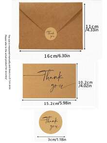10pcs Kraft Paper/White Card Printed Golden Thank You Cards, Folding Greeting Cards, Kraft Paper Envelopes, Seal Stickers, Multiple Styles And Colors Available,Christmas - Multicolor - View 9