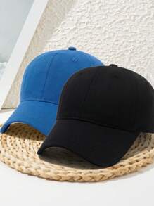 1pc Unisex Wide Brim Stylish Personalized Outdoor Sports Copper Buckle Adjustable Beach Solid Color Casual Street Polyester Patchwork Soft Top Rigid Brim Baseball Cap, Spring/Summer/Autumn/Winter