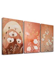 3 Pieces Nature Inspired Poster, Subtle Colors Paintings, Contemporary Decor Art Prints, Minimalist Canvas Print Wall Painting, Floral Print Room Aesthetic, Elegant Wall Arts, Wall Art, Room Aesthetic, Posters, Ideal Gift, Optional Framed ,Wall Art With Frame