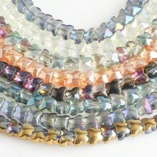 50pcs 8mm Side Drilled Glass Heart/Butterfly Beads For DIY Jewelry Making, Can Be Used For Necklaces, Bracelets, Earrings, Belts, Headpieces, Shoes, Phone And Key Chains, Etc.