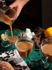 High Borosilicate Heat-Resistant Heart-Shaped Double-Layer Glass Milk, Coffee, Juice Cup With Handle, Heart-Shaped Breakfast Tableware, Heart Coffee Cup, Valentine's Day Gift, Christmas Gift - Multicolor - View 4