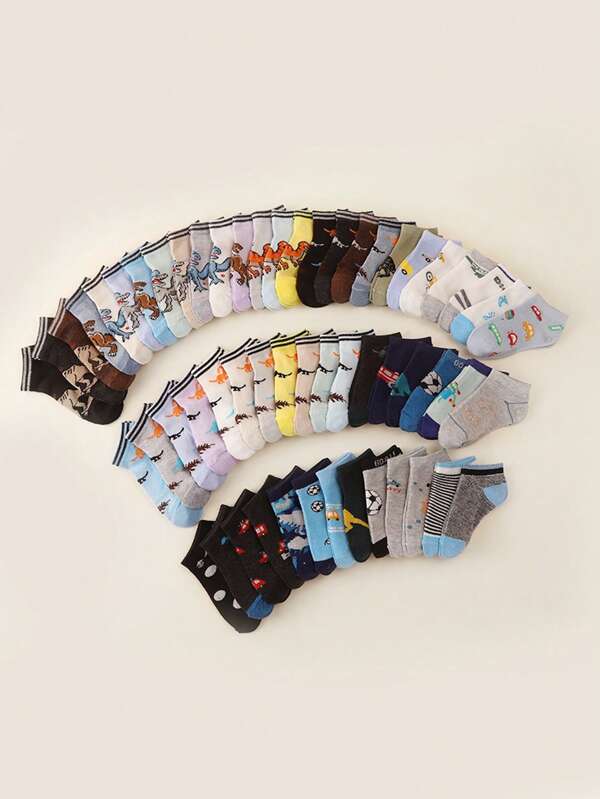 10 Pairs Random Dinosaur, Football, Car Design Comfortable Socks, All Season