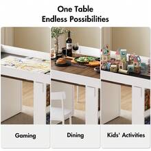 Advwin Board Game Table For 4–6 Players, Dining/Gaming Table With Removable Top, PU Leather Mat, Cup Holders & Corner Protectors, Great For Card Games, Poker & Building Blocks, Rustic Brown - Rust Brown - View 9