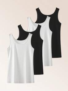 4 件套便宜夏季女式吊带背心，性感无缝吊带背心，无袖合身内衣，适合分层穿着 - 彩色 - 查看 3