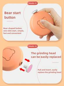 电动指甲磨刀器婴儿指甲抛光机手持式家用指甲钻指甲打磨机全自动迷你指甲磨刀器便携式美甲工具指甲锉万圣节圣诞礼物 - 彩色 - 查看 6