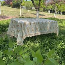 1 件蕾丝刺绣桌布，现代乡村奢华涤纶矩形桌布，家庭厨房咖啡厅野餐婚礼节日装饰