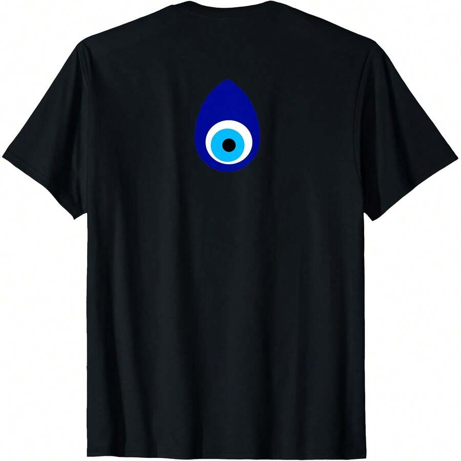 Nazar Eye Of Nazar Boncugu Evil Eye T-Shirt220G Cotton Everyday T-Shirt – Feels Like A Hug, Wears Like A Classic – Perfect For Family Photos, Team Events, DIY Printing, Or Lounging – Gift It For Birthdays, Father's Day, Mother's Day, Or Just Because Mots - Black - View 1