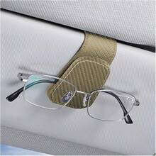 Sunglasses Holders For Car Sun Visor, Leather Eyeglasses Hanger Mounter, Magnetic Glasses Holder And Ticket Card Clip, Auto Interior Accessories Universal For SUV Pickup Truck - 米色 - 查看 1