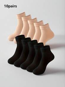 "5 Pairs Of Thick, Cozy Knitted Winter Socks - Mid-Calf, Snow-Resistant With Plush Lining For Men And Women"