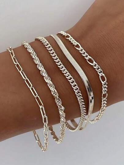 5 piezas de joyas de acero inoxidable a prueba de agua de moda, adecuadas para atuendos de playa de verano