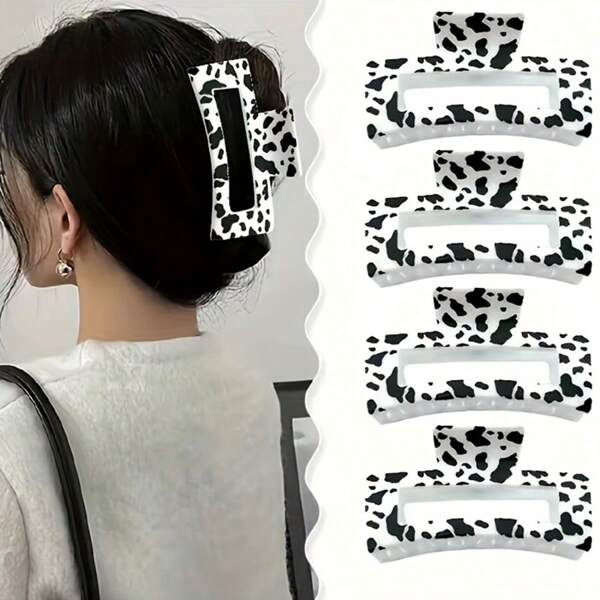 3 pezzi Eleganti fermagli per capelli antiscivolo con stampa mucca - Design alla moda in bianco e nero a motivo di mucca, fermagli a forma di U pratici per acconciature quotidiane, ottimo regalo per la Festa della Mamma, compleanni estivi, accessori per capelli autunno/inverno da donna per look da vacanza