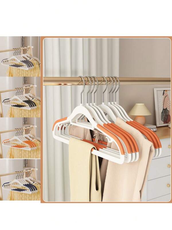 10 Pc Rotatable Wide-Shoulder Clothes Hangers, Suitable For Household Storage. They Are Anti-Slip And Prevent Clothes From Getting Bulges. These Hangers Can Be Used For Both Dry And Wet Clothes.