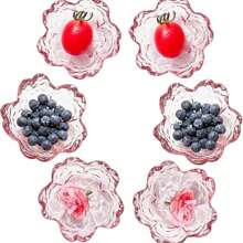 1PC/3PCS/7PCS/Ins Style Transparent Cherry Blossom Small Plate Japanese Zen Cherry Blossom Tea Plate Heat Resistant Glass Dim Sum Plate Dessert Table Jewelry Plate Wedding Gift Sugar Fruit Plate