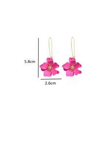 Charming Sweet Layered Flower Petal Design Long Earrings, Versatile For Women Daily Wear & Festivals