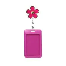 1pc Retractable Badge Reel With Flower Design, ID Card Holder, English Lettering, Other Material, With Ideal Gift For Nurses, Ladies, Colleagues,School Supplies,Back To School - one-size - View 10