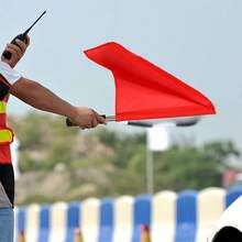 1 Running Race Starting Flag - Red Signal Flag, Stainless Steel Hand Flag, Sponge Handle, Track And Field Referee Traffic Command Hand Flag